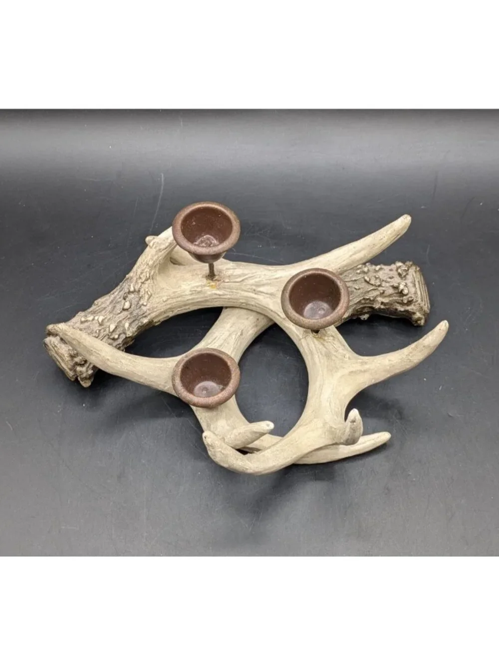 Deer Antler Triple Candle Holder Resin 8